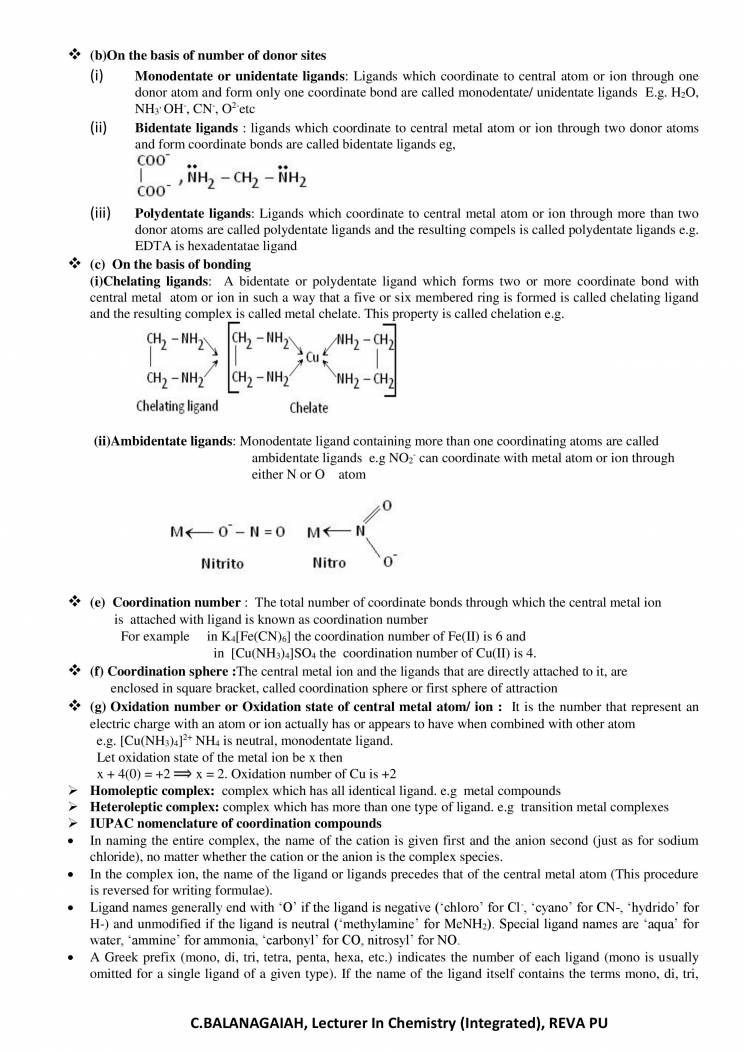 Chemistry Notes For CoOrdination Compounds Notes LearnPick India