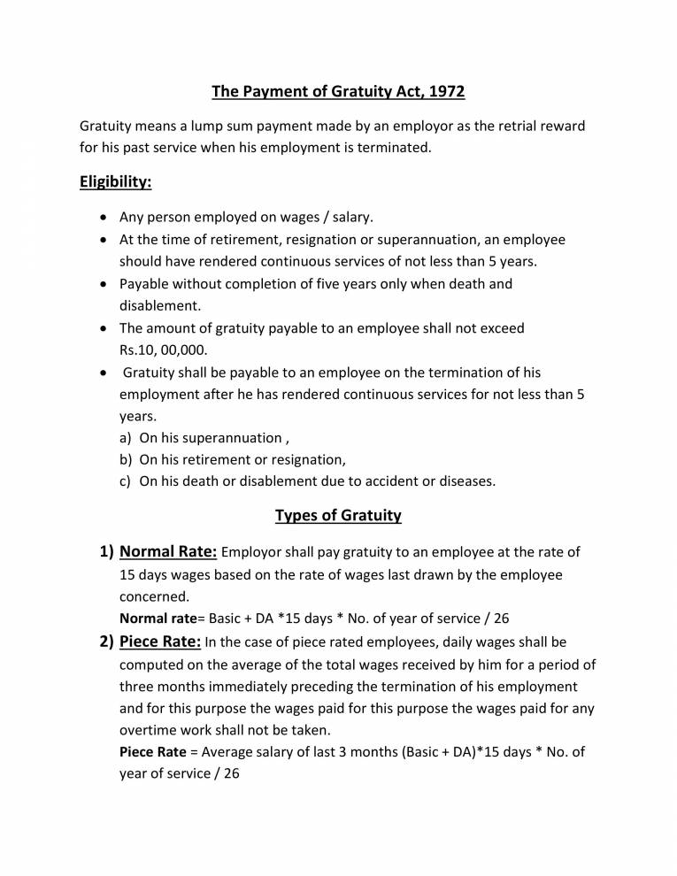 Gratuity Act, 1972 Notes LearnPick India