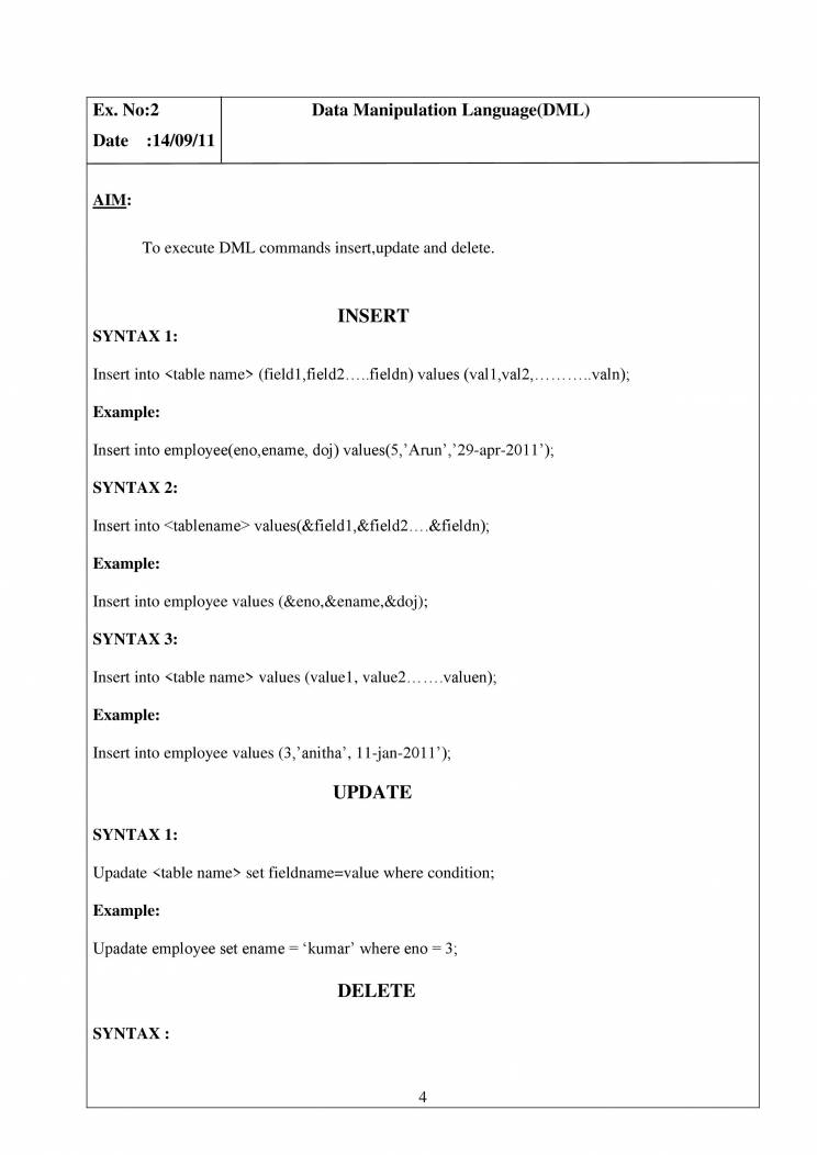 DBMS Lab Manual Notes LearnPick India