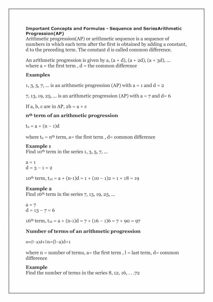 Important Formulas And ConceptsAP,GPICSE Math Notes LearnPick India