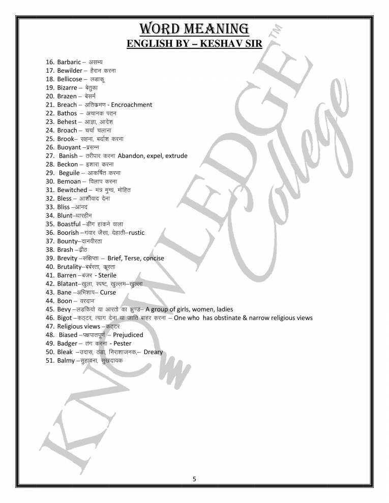 English Word Meanings. Notes LearnPick India