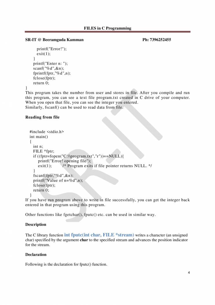 Files In C Programming - Notes - LearnPick India