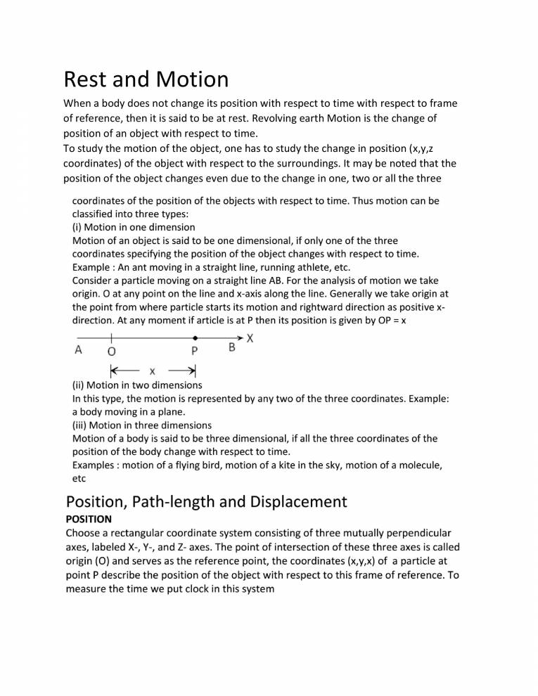 Motion In One Dimension Notes LearnPick India