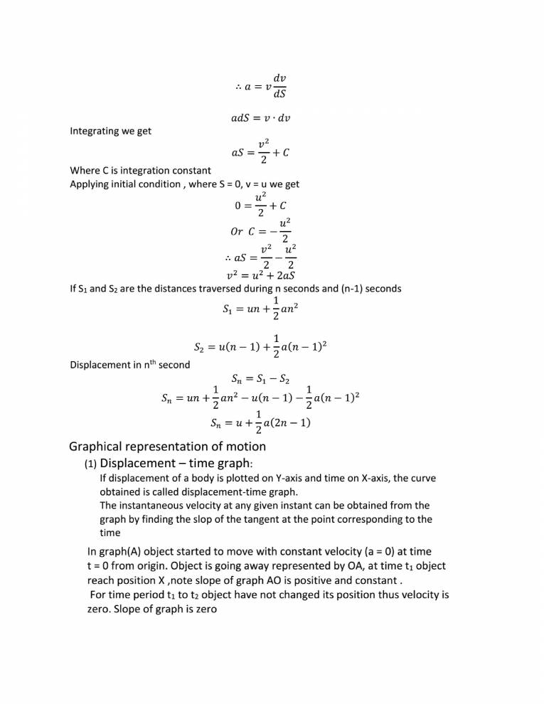 Motion In One Dimension - Notes - LearnPick India