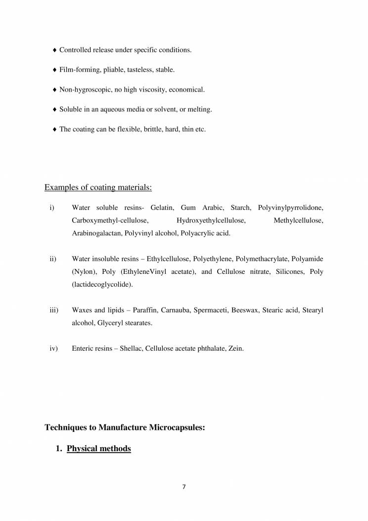 Microencapsulation For B.Pharm Students - Notes - LearnPick India