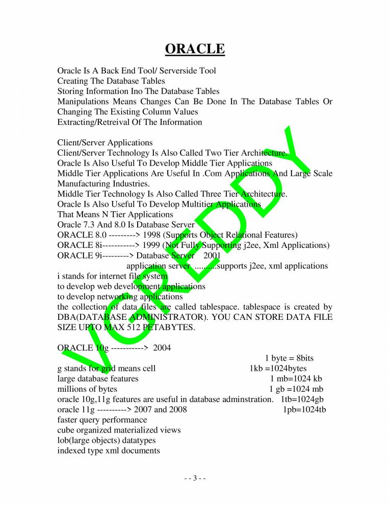 Oracle Notes - Notes - LearnPick India