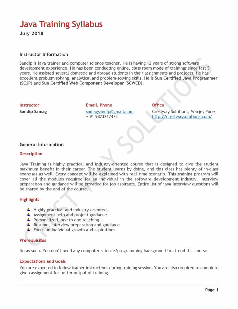 Java Training Syllabus Notes LearnPick India