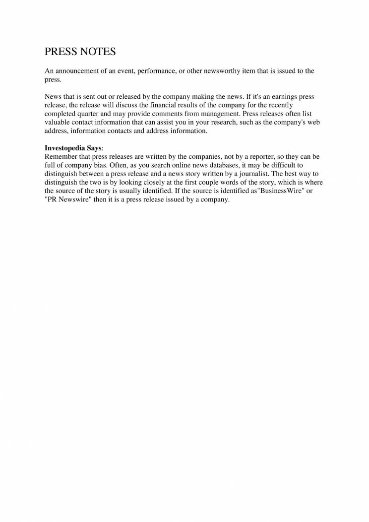 Press Notes Notes LearnPick India