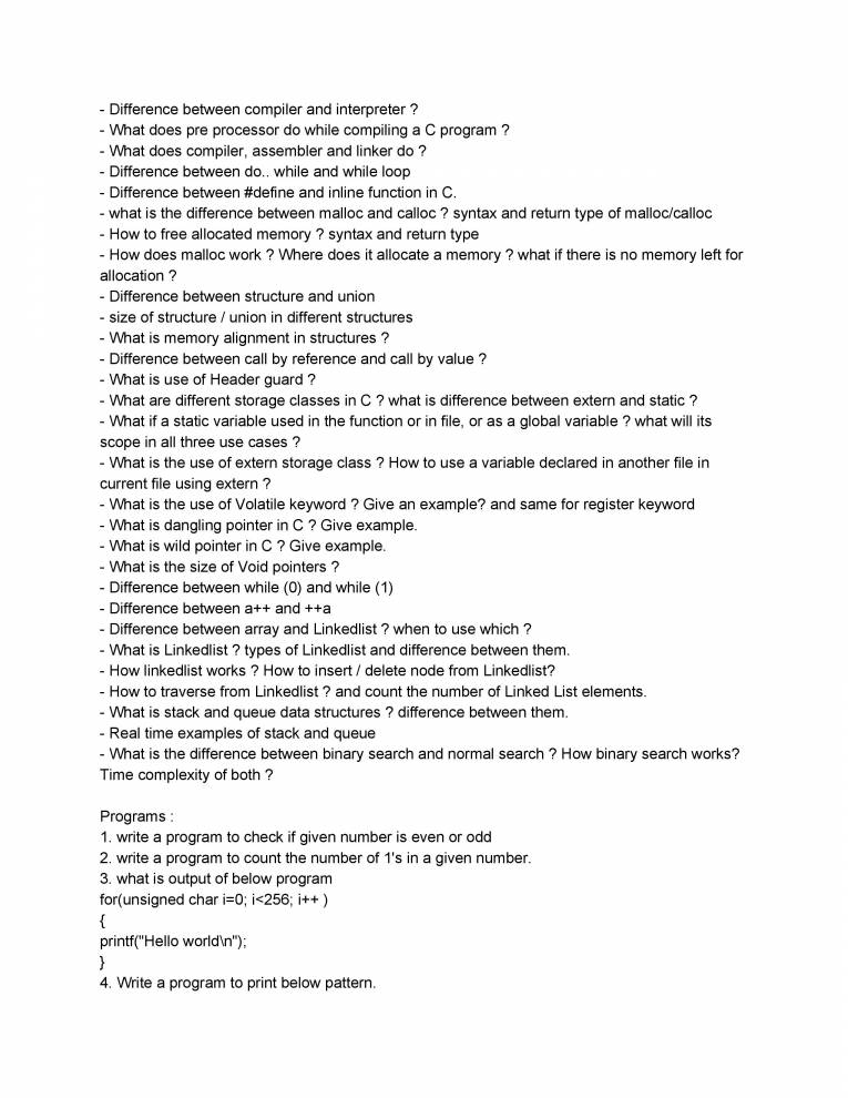 C & Embedded C Interview Questions - Notes - LearnPick India