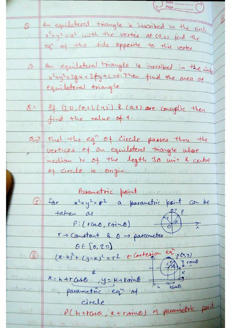 Circle IIT JEE MATHEMATICS Notes LearnPick India