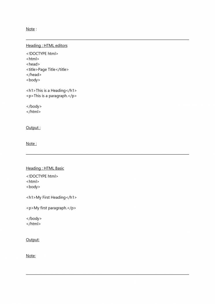 Notes On HTML Programs - Notes - LearnPick India