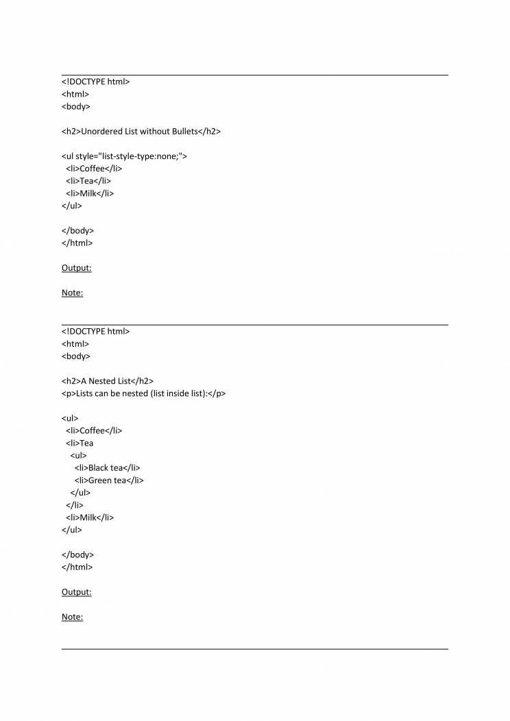 Notes On HTML Programs - Notes - LearnPick India