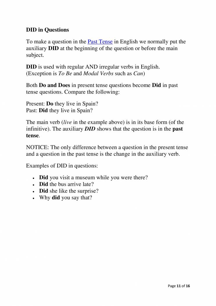 All About Do, Does, Did, Done, Don't - Notes - LearnPick India