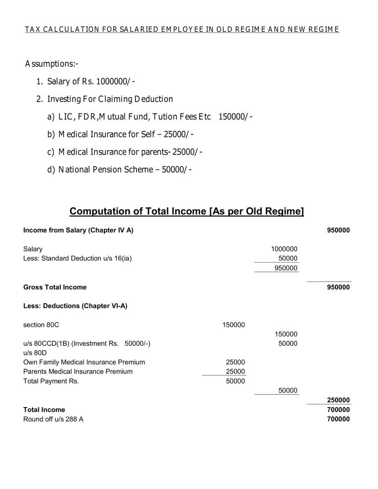 Income Tax Calculation For Salaried Employees - Notes - LearnPick India