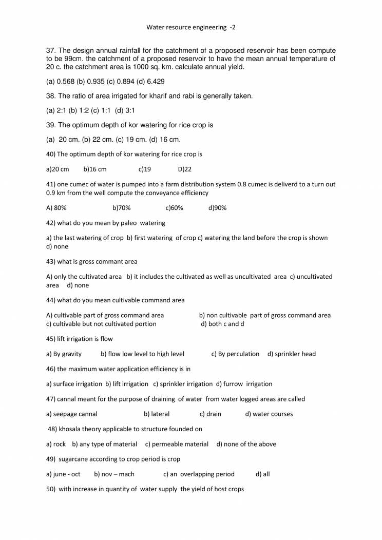 Irrigation Objective Questions Notes LearnPick India