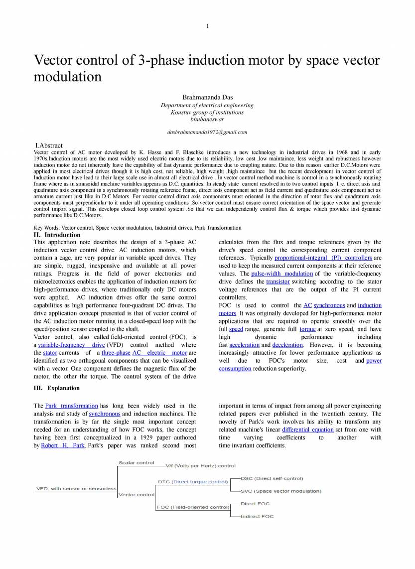 Vector Control Of 3-phase Induction Motor By Space Vector Modulation ...