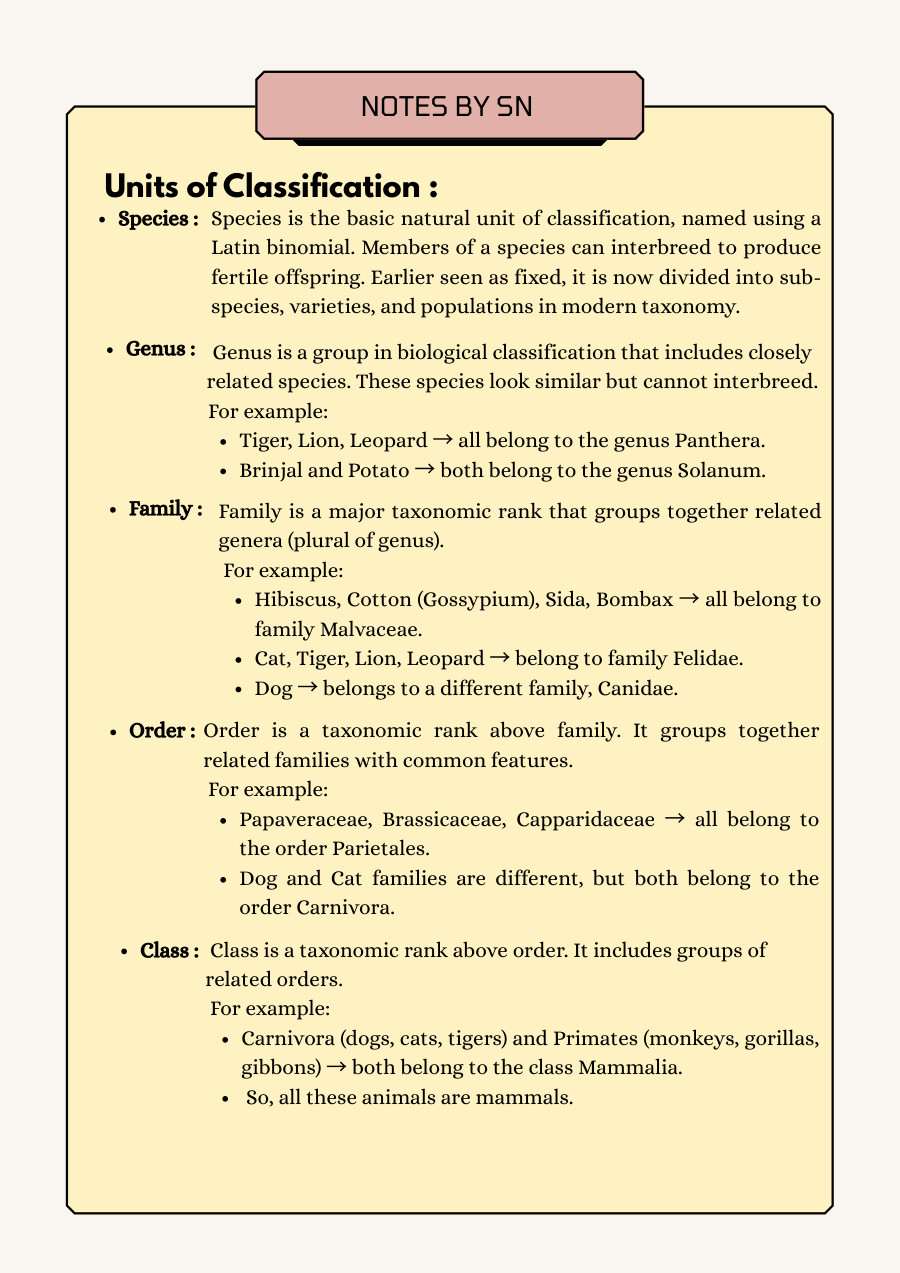 Notes on Biology Chapter 2 - Notes - LearnPick India