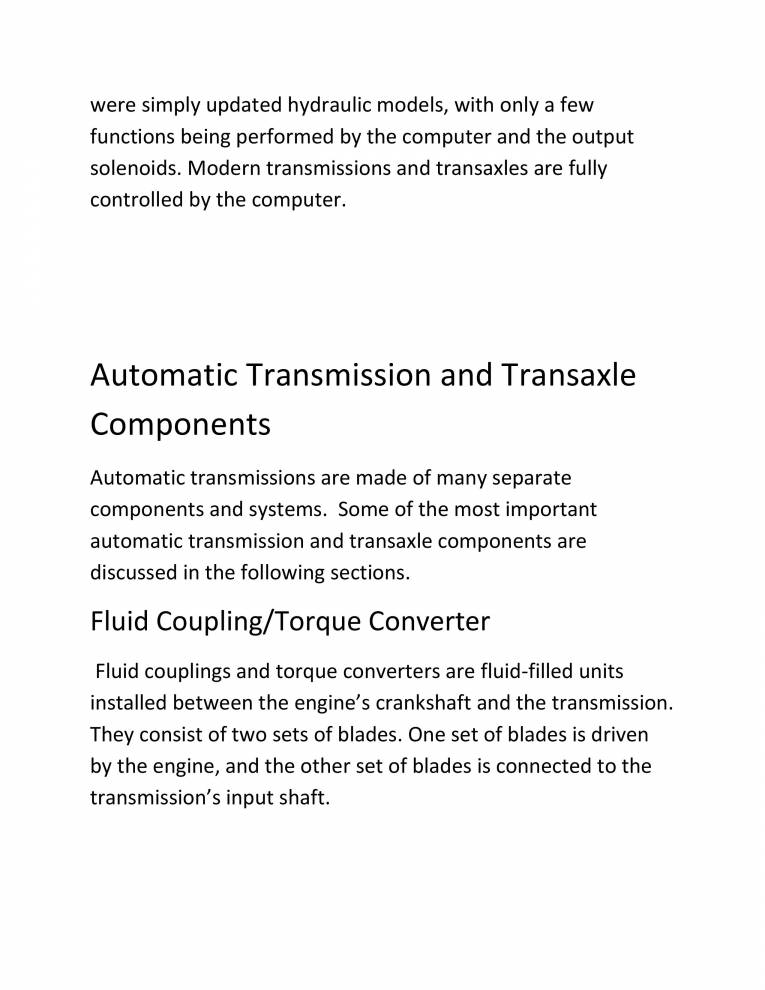 Automatic Transmission Or Auto Shifting Gear Technology Notes