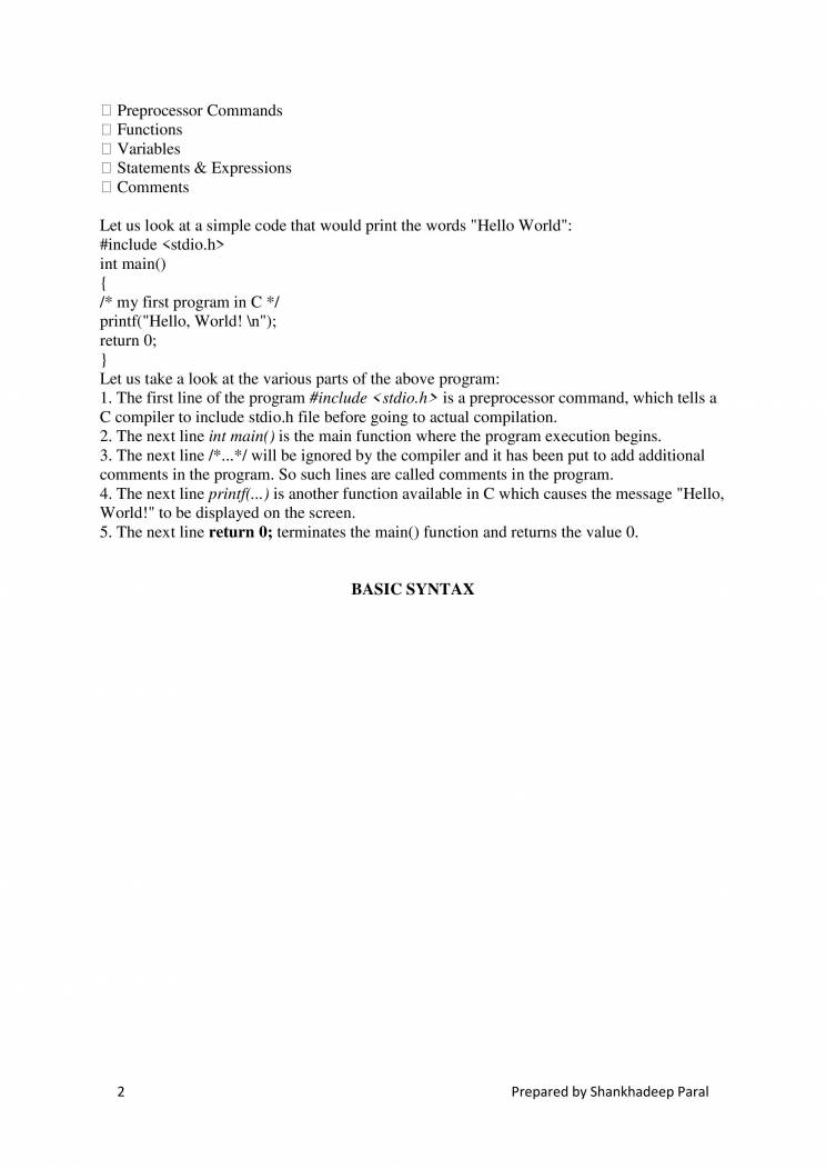 Notes On C Programming - Notes - LearnPick India