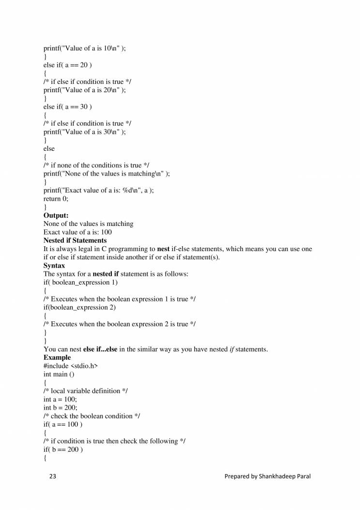 Notes On C Programming - Notes - LearnPick India