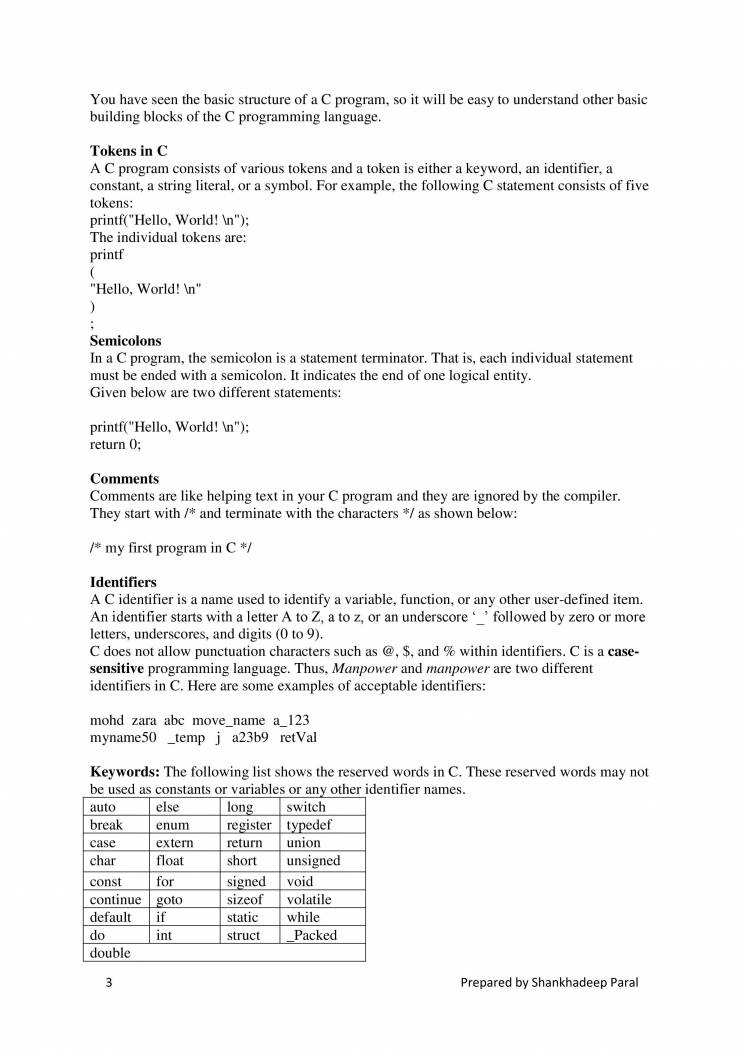 Notes On C Programming - Notes - LearnPick India