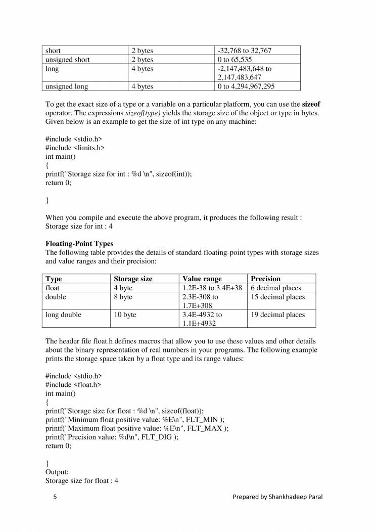 Notes On C Programming - Notes - LearnPick India