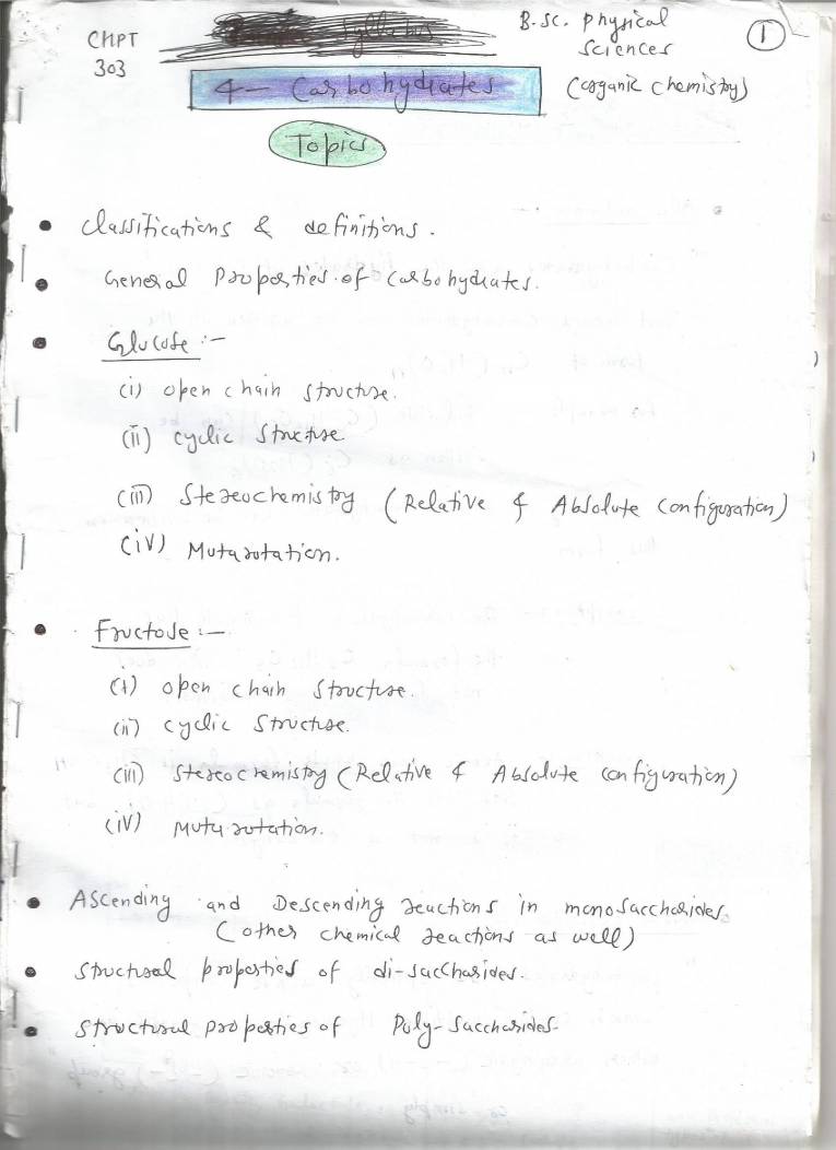 Carbohydrate Chemistry Notes LearnPick India