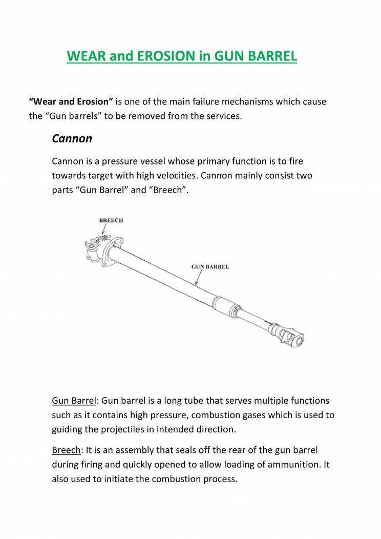 Wear & Erosion In Gun Barrels Notes LearnPick India