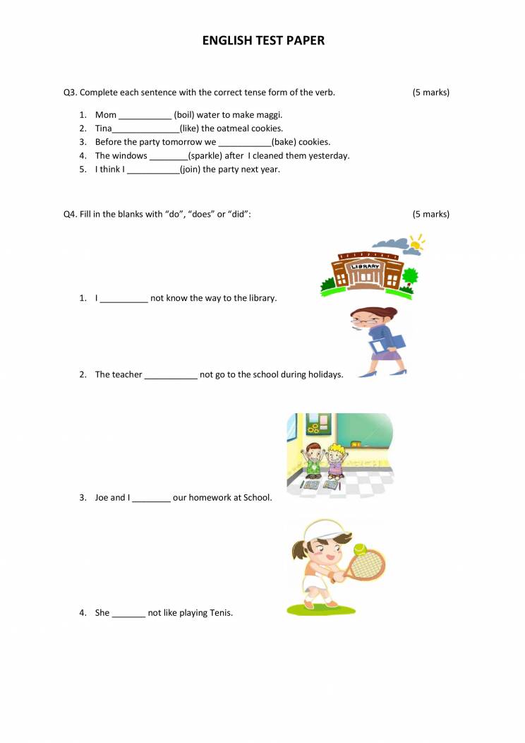 English Question Paper Class 2 Notes LearnPick India