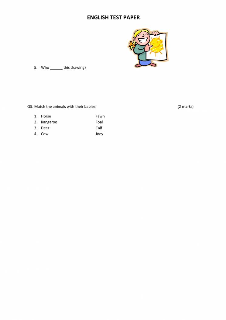 English Question Paper Class 2 Notes LearnPick India