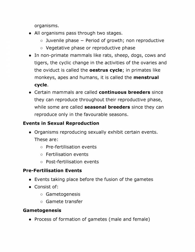 Reproduction In Organisms - Notes - LearnPick India