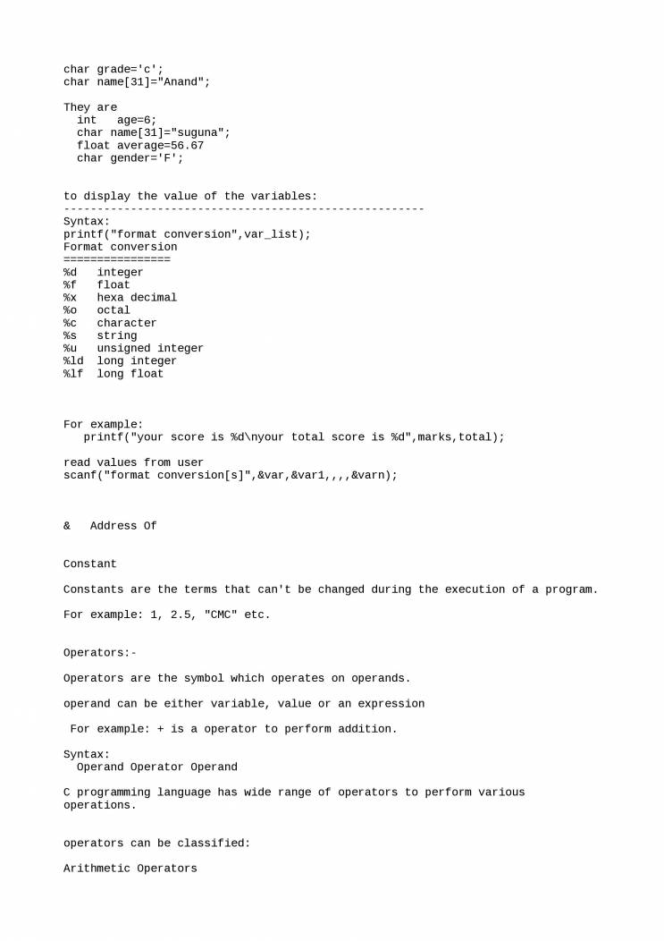 Programming In C - Notes - LearnPick India