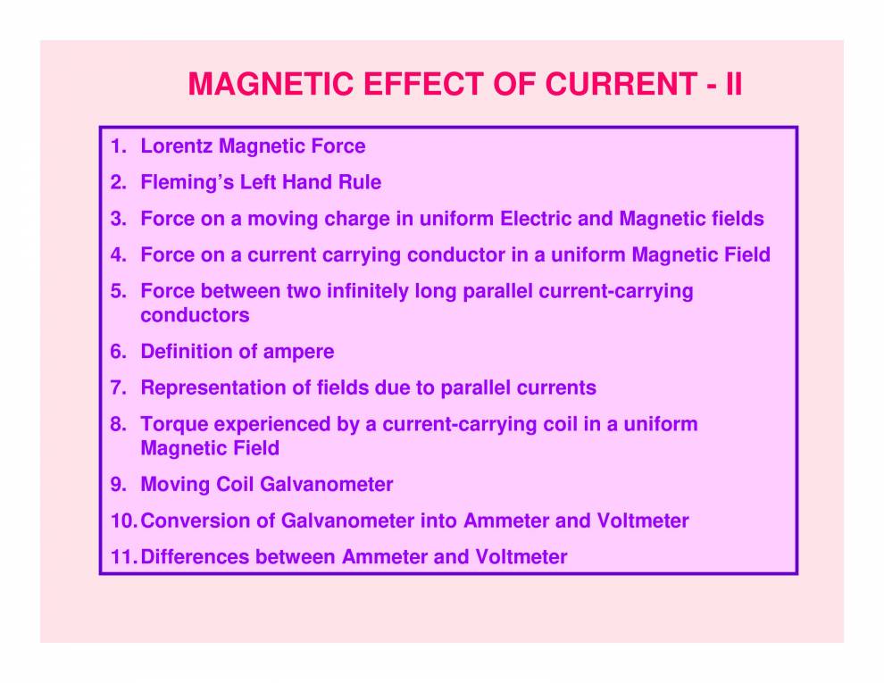 Physics Class 12th Effects Of Current Notes Notes