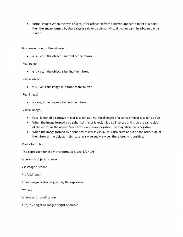 Class 10 Reflection And Refraction Of Light - Notes - LearnPick India