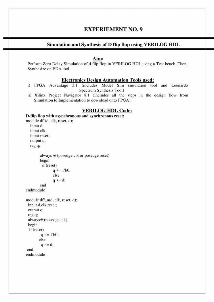 VHDL And Verilog HDL Lab Manual - Notes - LearnPick India