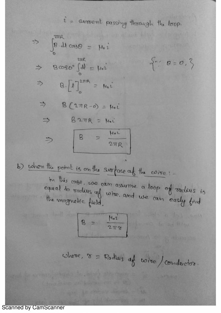 Ampere' Circuital Law And Its Application; Solenoid & Toroid Notes