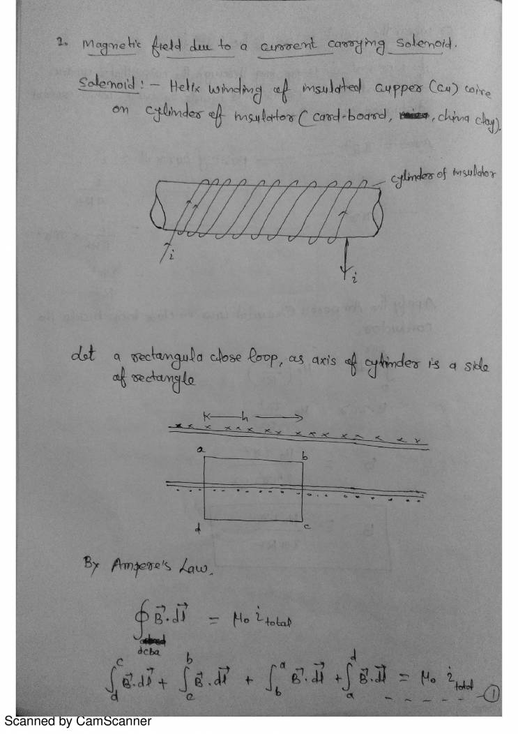 Ampere' Circuital Law And Its Application; Solenoid & Toroid Notes