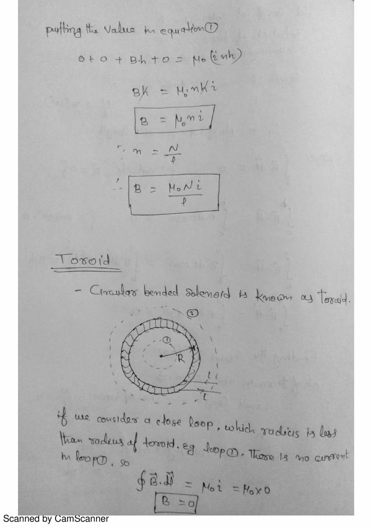 Ampere' Circuital Law And Its Application; Solenoid & Toroid Notes