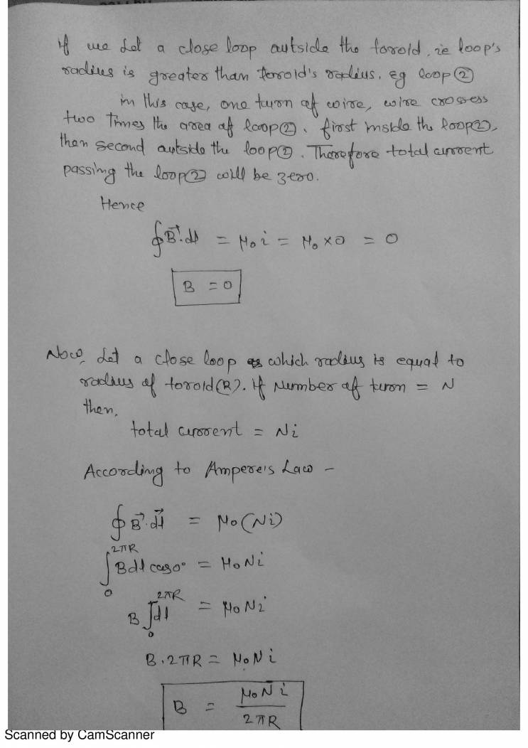 Ampere' Circuital Law And Its Application; Solenoid & Toroid Notes