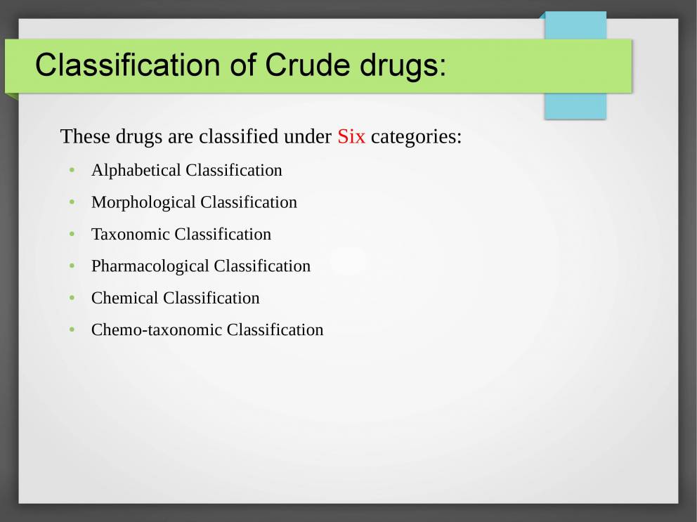 Crude Drug Classifications Simplified PowerPoint Slides LearnPick India