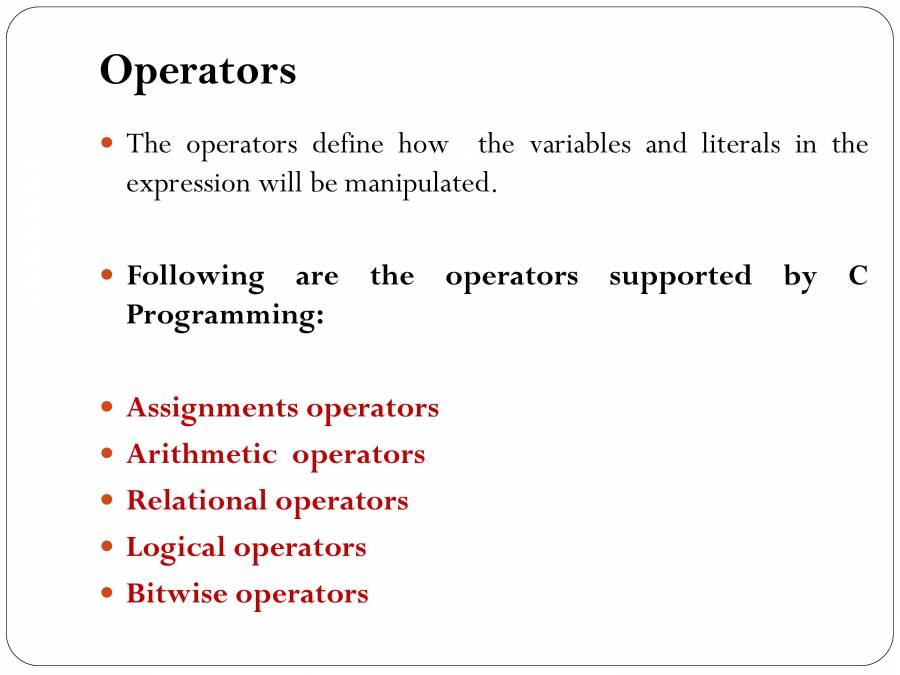 C Operators - PowerPoint Slides - LearnPick India