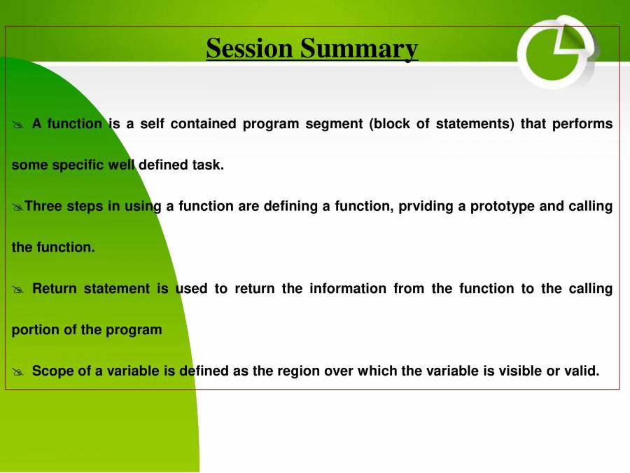 Functions In C - PowerPoint Slides - LearnPick India