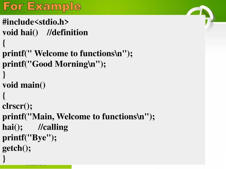 Functions In C - PowerPoint Slides - LearnPick India
