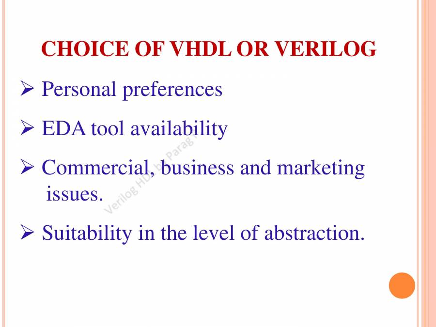 Verilog HDL Lecture Series-1 - PowerPoint Slides - LearnPick India