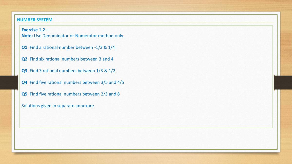 Rational Numbers - PowerPoint Slides - LearnPick India
