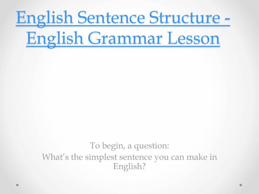 English Sentence Structure - PowerPoint Slides - LearnPick India