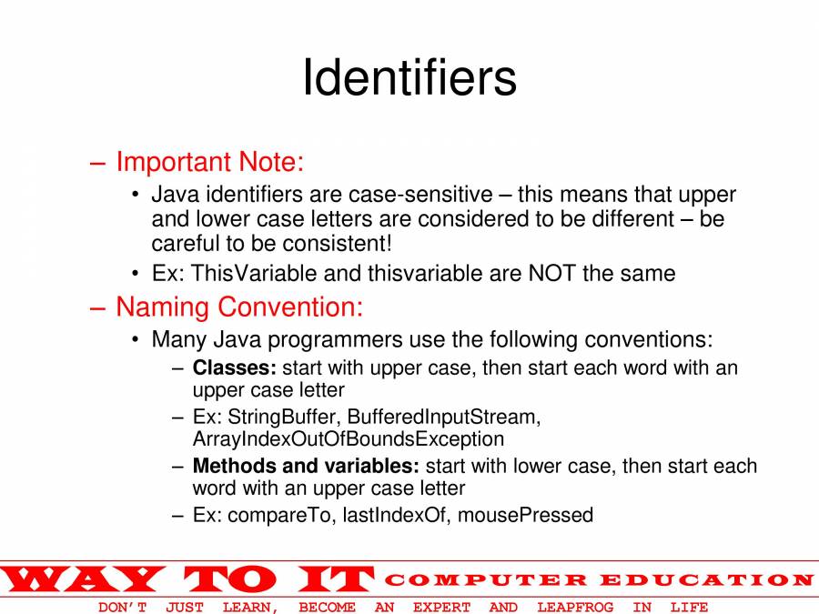 Java Basics - PowerPoint Slides - LearnPick India