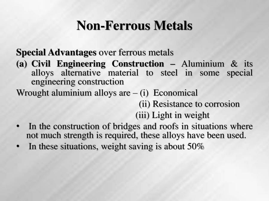 PPT On Non Ferrous Metals ( Building Construction Material