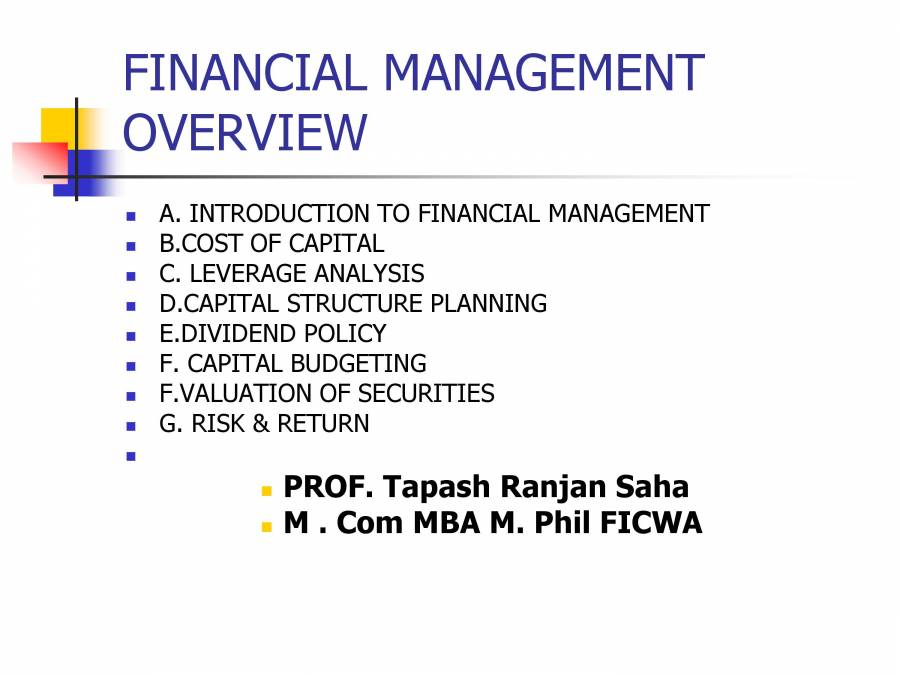 Financial Management - PowerPoint Slides - LearnPick India
