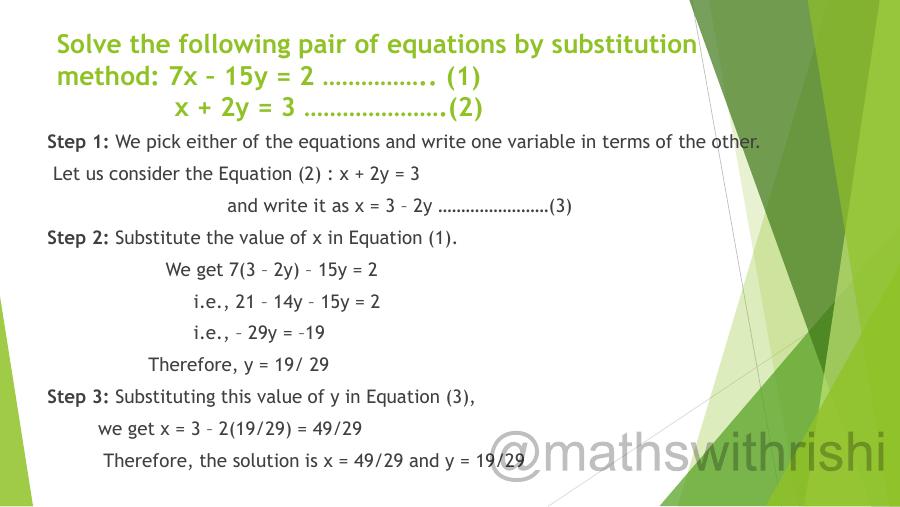 PAIR OF LINEAR EQUATIONS IN TWO VARIABLES (Class 10th) - PowerPoint ...